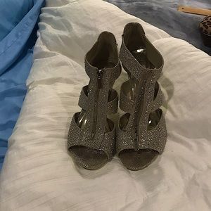 Silver slipper glitter 4 in.heels Sz 11W